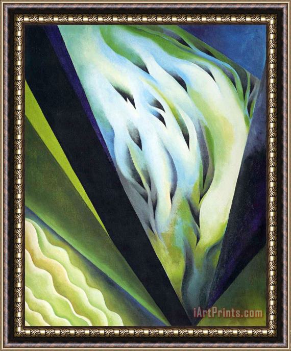 Georgia O'keeffe Blue And Green Music Framed Painting