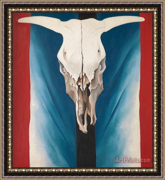 Georgia O'keeffe Cow's Skull Red, White, And Blue, 1931 Framed Painting
