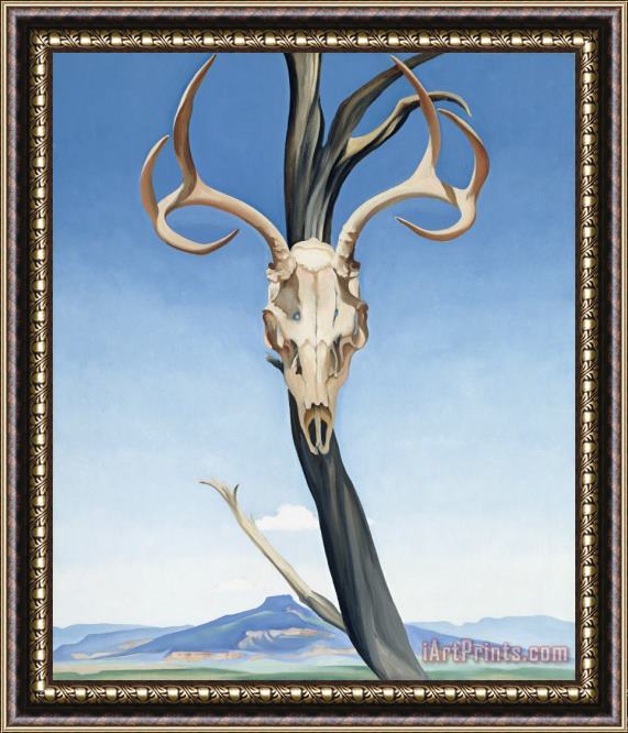 Georgia O'keeffe Deer's Skull with Pedernal, 1936 Framed Painting