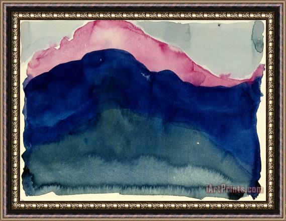 Georgia O'keeffe Pink And Blue Mountain, 1916 Framed Painting
