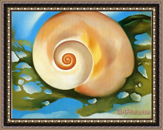 Georgia O'keeffe Pink Shell with Seaweed Framed Painting