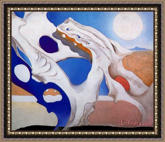 Georgia O'keeffe Shadow with Pelvis And Moon 1943 Framed Painting