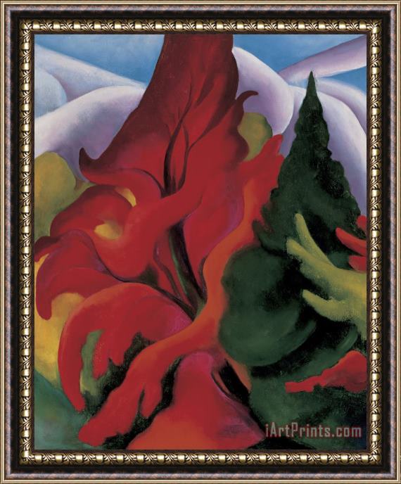 Georgia O'Keeffe Trees in Autumn Framed Painting