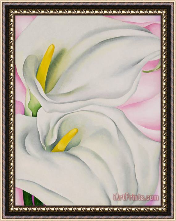 Georgia O'keeffe Two Calla Lilies on Pink, 1928 Framed Painting