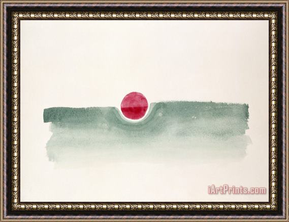 Georgia O'keeffe Untitled (abstraction Green Line And Red Circle), 1978 Framed Painting