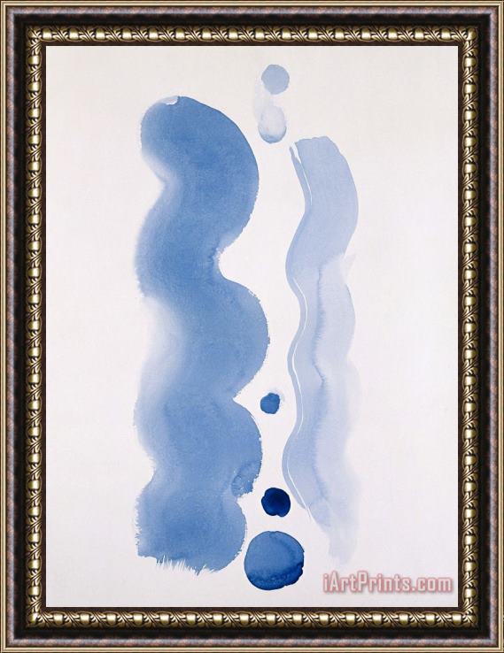 Georgia O'keeffe Untitled (curved Line And Round Spots Blue), 1976 1977 Framed Painting