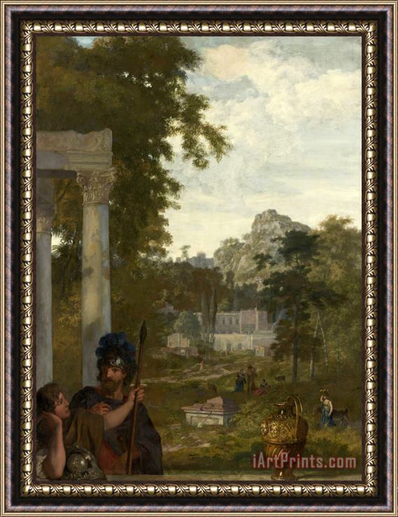 Gerard de Lairesse Italian Landscape with Two Roman Soldiers Framed Painting