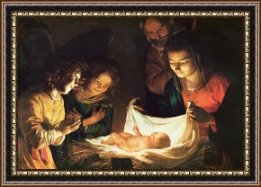 Babys First Steps Framed Prints - Adoration of the baby by Gerrit van Honthorst
