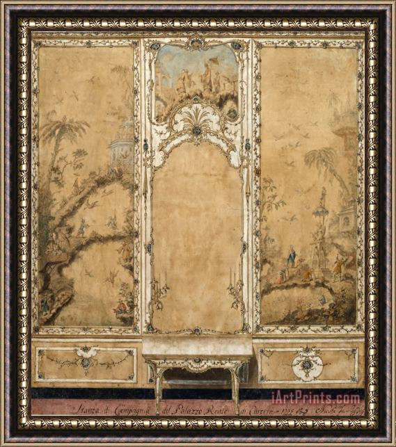 Getty Ms. Ludwig Xv 13 01r Wall Decoration for The Drawing Room of The Palace of Caserta Framed Painting