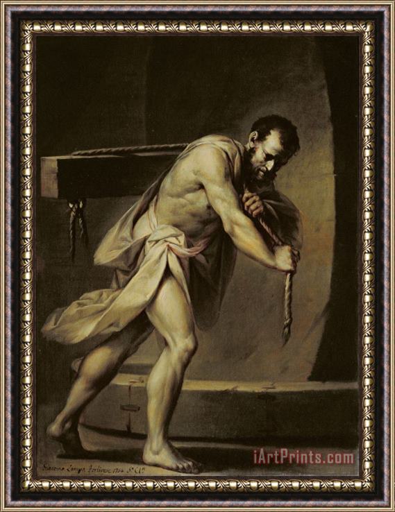 Giacomo Zampa Samson in the treadmill Framed Painting