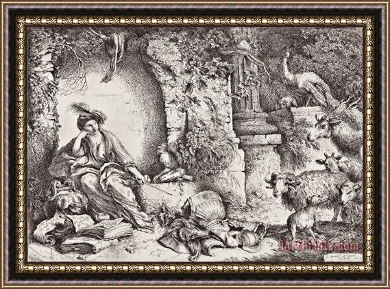 Giovanni B. Castiglione Circe with Companions of Ulysses Changed Into Animals Framed Painting