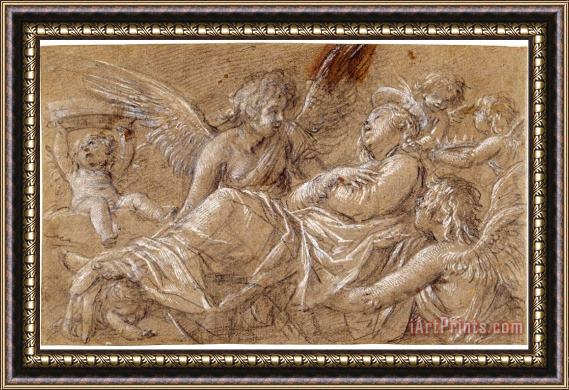 Giovanni Baglione Saint Catherine, Carried Up to Heaven by Angels Framed Print