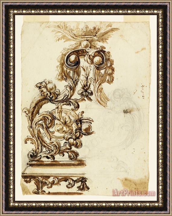 Giovanni Battista Foggini Design for a Gilt Bronze Ornament Framed Print