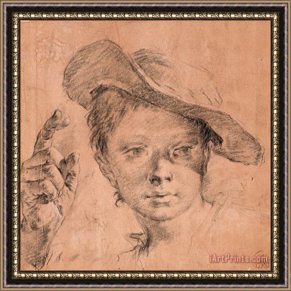 Giovanni Battista Piazzetta Portrait of a Boy Pointing with Raised Right Hand, C. 1740 1745 Framed Painting