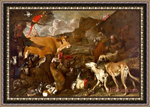 Giovanni Benedetto Castiglione Noah And The Animals Entering The Ark Framed Painting