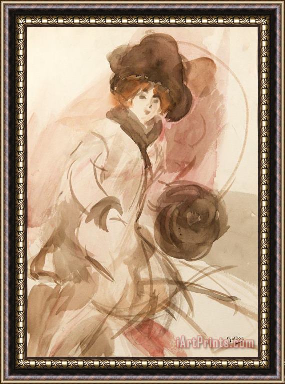 Giovanni Boldini Sketch of a Woman with Hat Framed Print