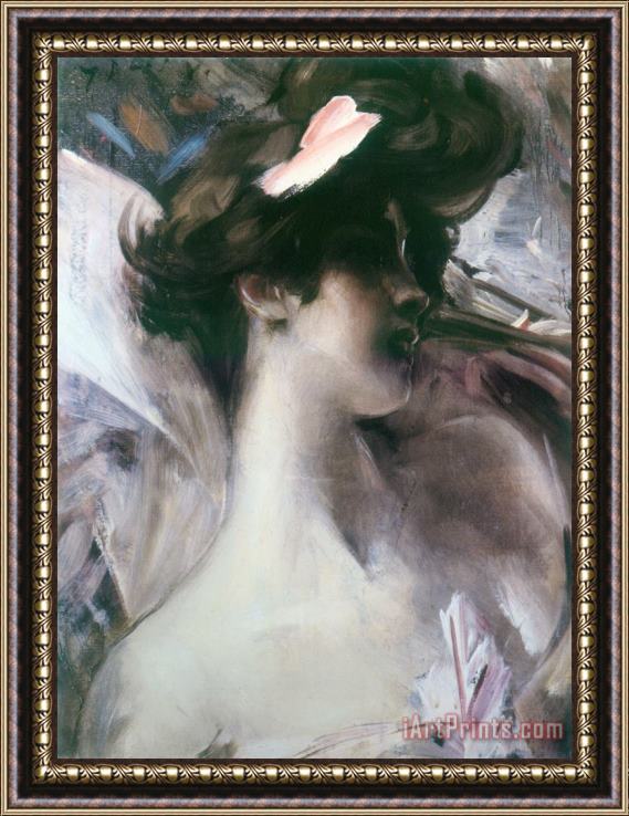 Giovanni Boldini Testa Di Giovane Su Fondo Rosa Framed Painting