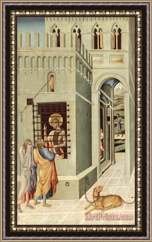 Giovanni di Paolo Saint John The Baptist in Prison Visited by Two Disciples Framed Print