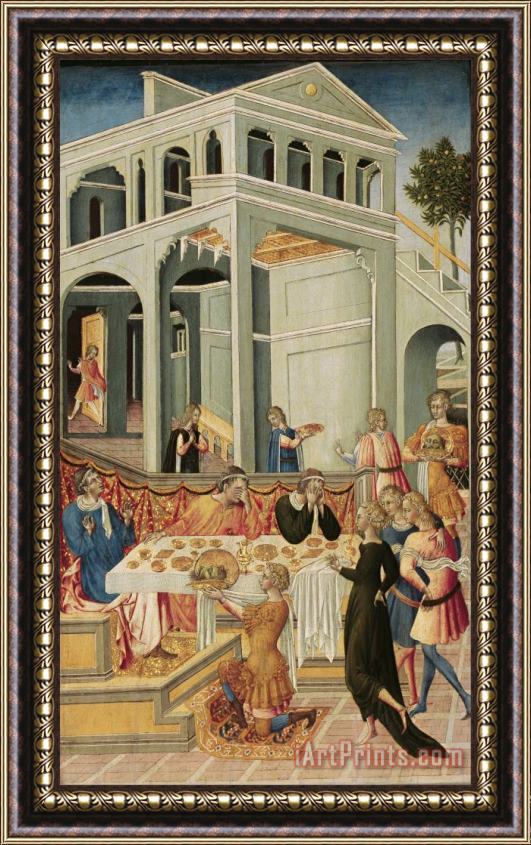 Giovanni di Paolo The Head of Saint John The Baptist Brought Before Herod Framed Painting