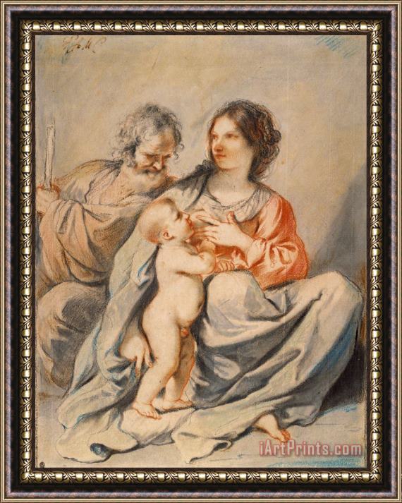 Giovanni F. Barbieri The Holy Family Framed Painting