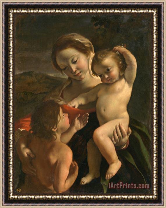 Giovanni Lanfranco  Madonna And Child with The Infant Saint John The Baptist Framed Print