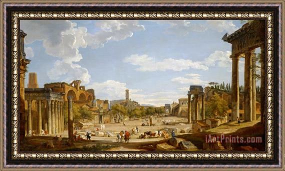 Giovanni Paolo Panini View of the Roman Forum Framed Painting