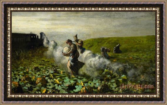 Giovanni Segantini The Pumpkin Harvest Framed Painting