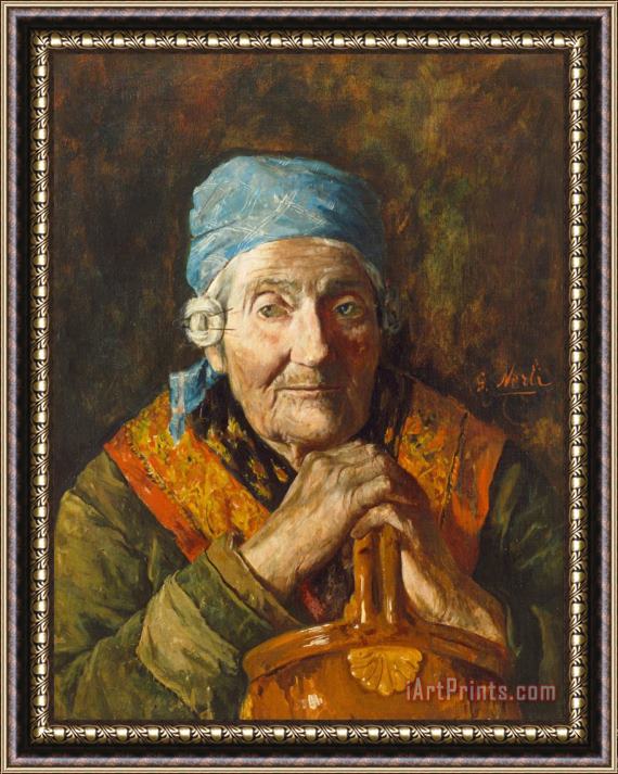 Girolamo Nerli An Old Woman (study) Framed Painting