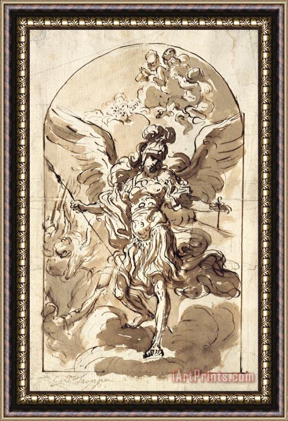 Girolamo Troppa The Archangel Michael Framed Painting