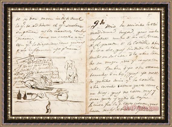 Goya Y Lucientes, Francisco Letter to Martin Zapater Framed Painting
