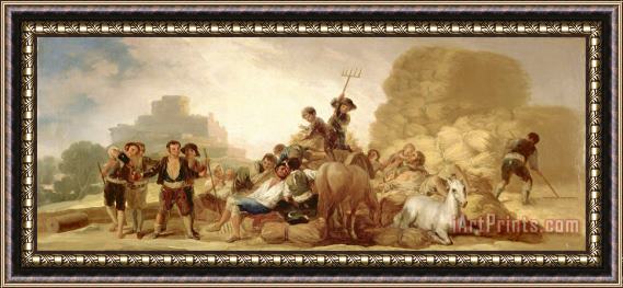 Goya Y Lucientes, Francisco The Threshing Floor Framed Painting