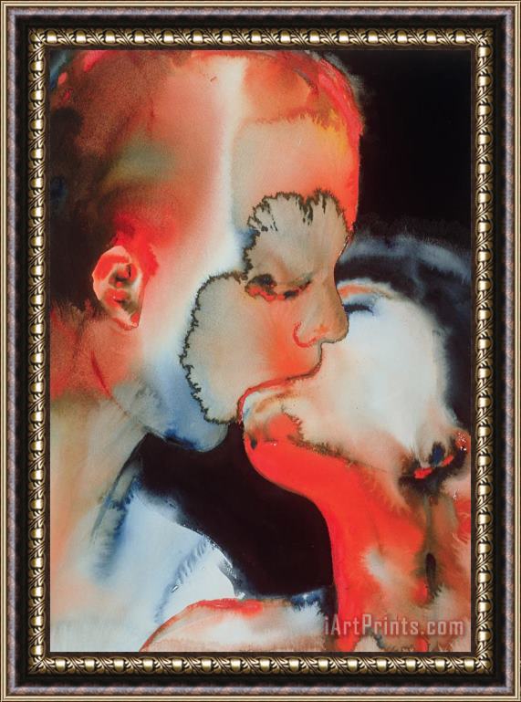 Graham Dean Close Up Kiss Framed Painting