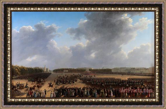 Grigory Chernetsov Parade Celebrating The End of Military Action in The Kingdom of Poland on Tsaritsa Meadow in St Petersburg on 6 October 1831 Framed Print