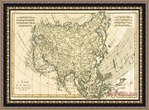 Guillaume Raynal Antique Map of Asia Framed Painting