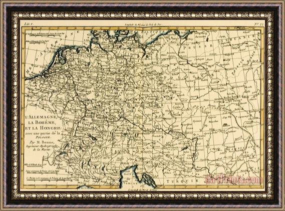 Guillaume Raynal Antique Map of Germany Bohemia and Hungary with part of Poland Framed Print