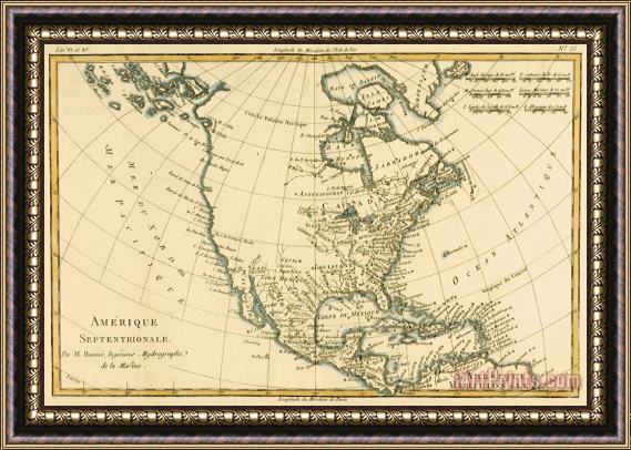 Guillaume Raynal Antique Map of North America Framed Painting