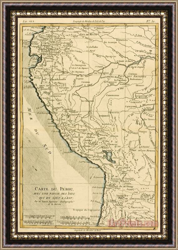 Guillaume Raynal Antique Map of Peru Framed Print