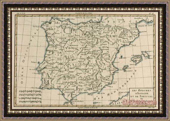 Guillaume Raynal Antique Map Of Spain Framed Painting