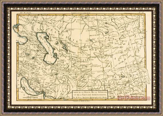 Guillaume Raynal Map of Persia Framed Print