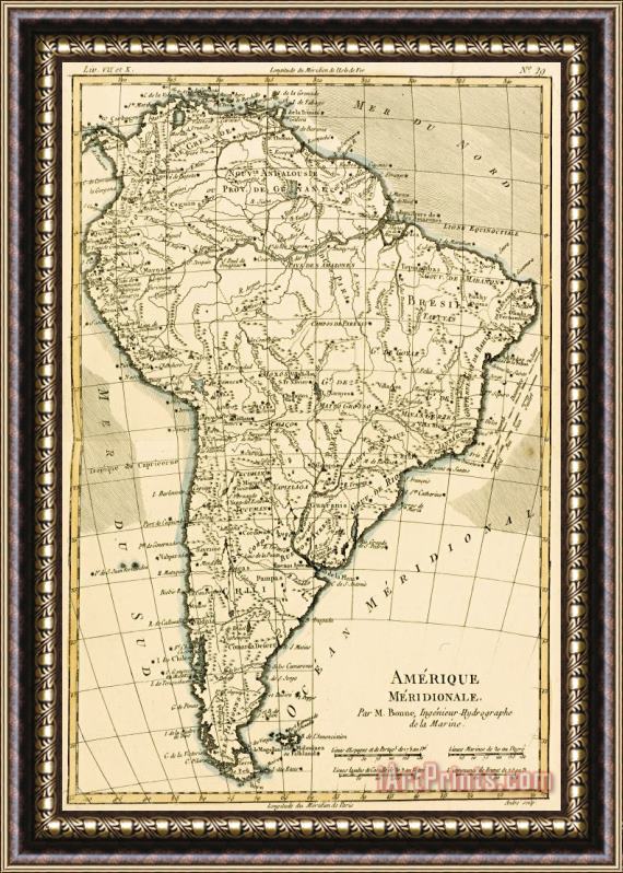 Guillaume Raynal Map of South America Framed Print