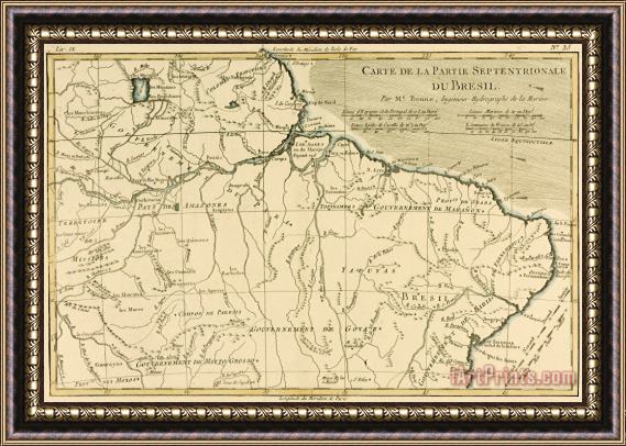 Guillaume Raynal Old Map of Northern Brazil Framed Print