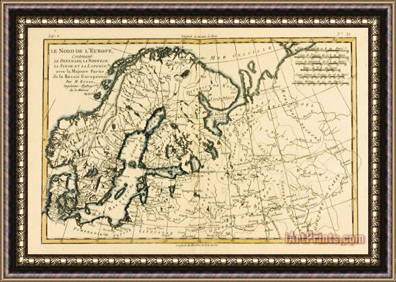 Guillaume Raynal Old Map of Northern Europe Framed Painting