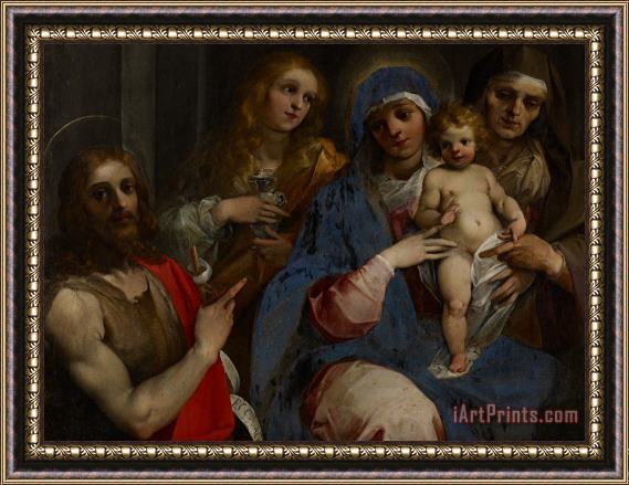 Guiseppe Cesari Madonna And Child With Saints John The Baptist With Mary Magdalene And Anne Framed Painting