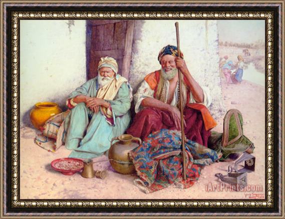 Guiseppe Signorini Arab Merchants Framed Painting