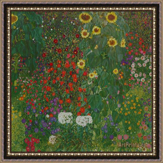 Gustav Klimt Farm Garden with Flowers Framed Print