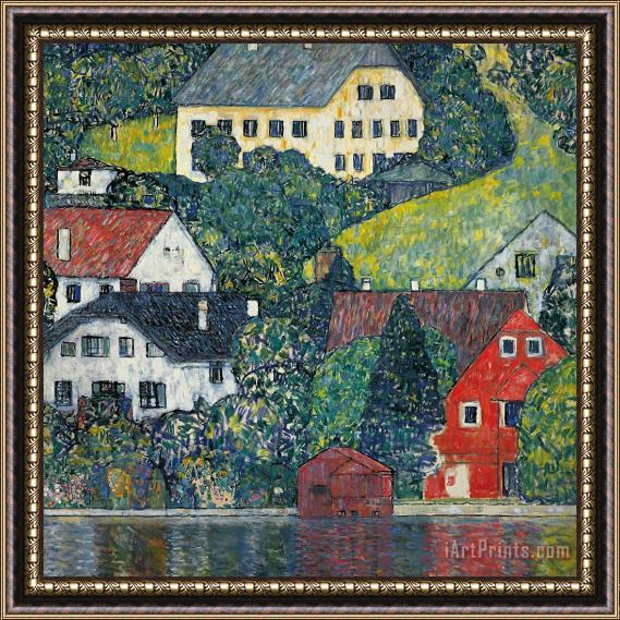 Gustav Klimt Houses At Unterach On The Attersee Framed Painting