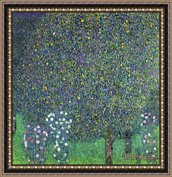Gustav Klimt Roses under the Trees Framed Painting