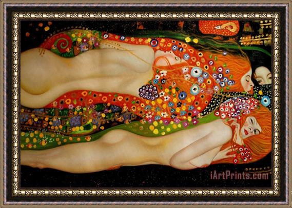 Gustav Klimt Sea Serpents Ii Framed Painting