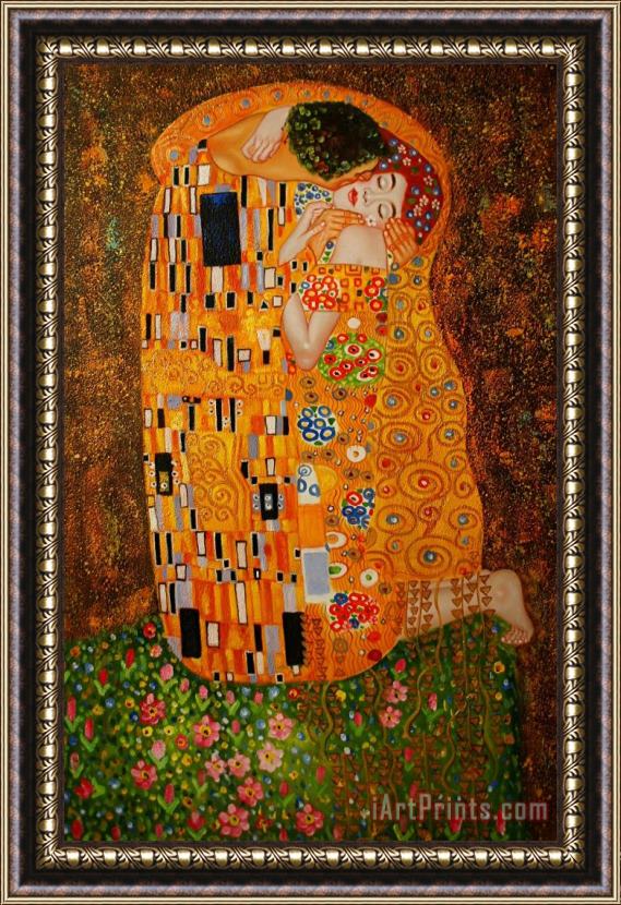 Gustav Klimt The Kiss Framed Painting