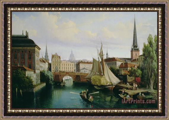 Gustav Palm View Of The Riddarholmskanalen Framed Painting